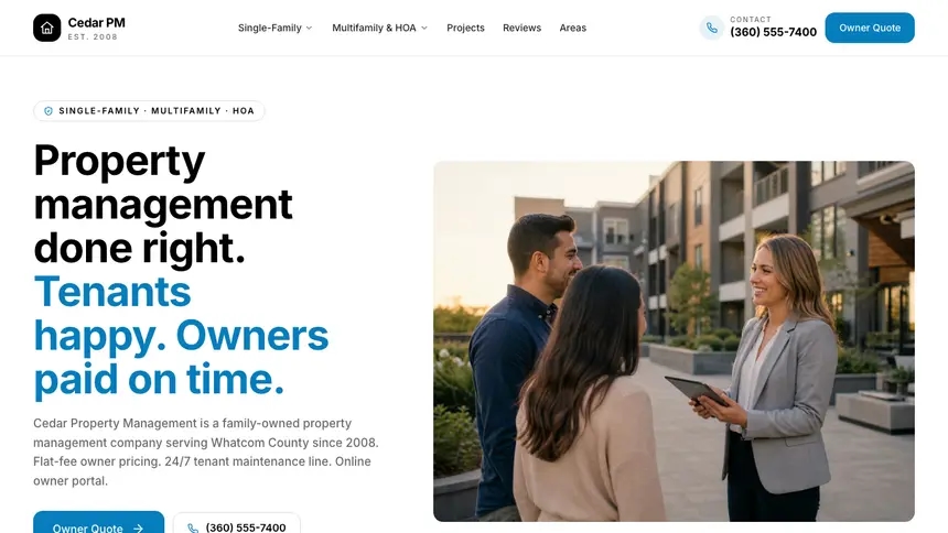Property Management Editorial Bold demo website thumbnail