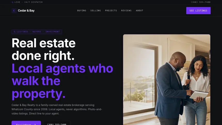 Real Estate Deep Contrast demo website thumbnail