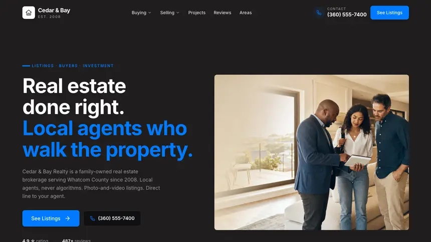 Real Estate Developer Dark demo website thumbnail