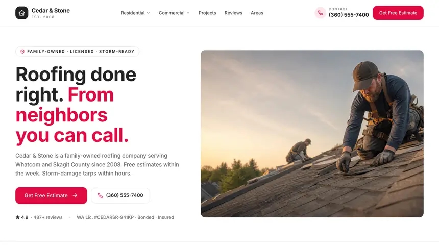 Roofing Warm Hospitality demo website thumbnail