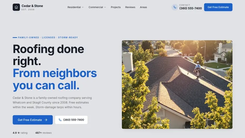 Roofing Structured Grid demo website thumbnail