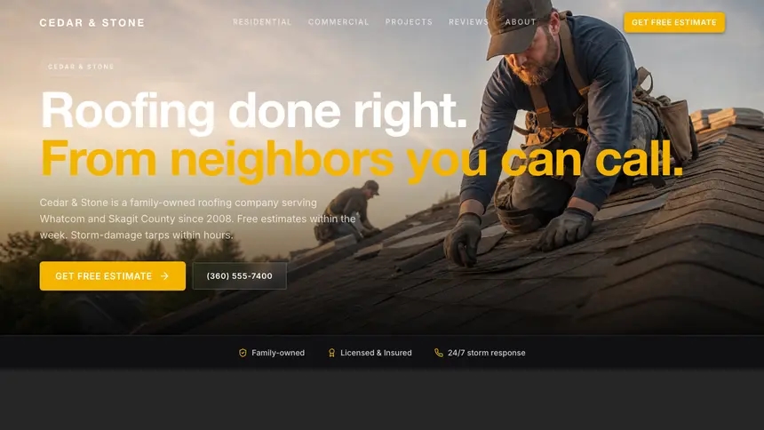 Roofing Performance Accent demo website thumbnail
