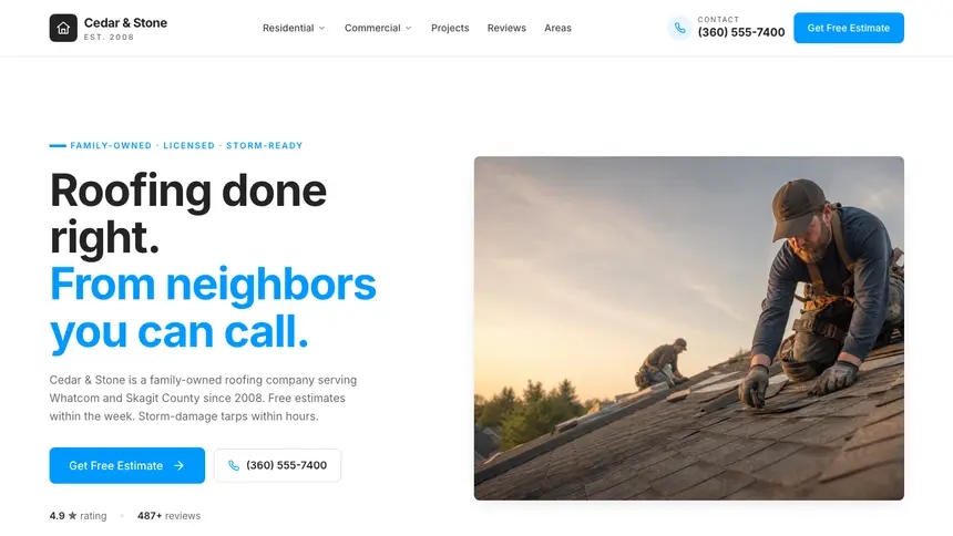 Roofing Clean Scheduler demo website thumbnail