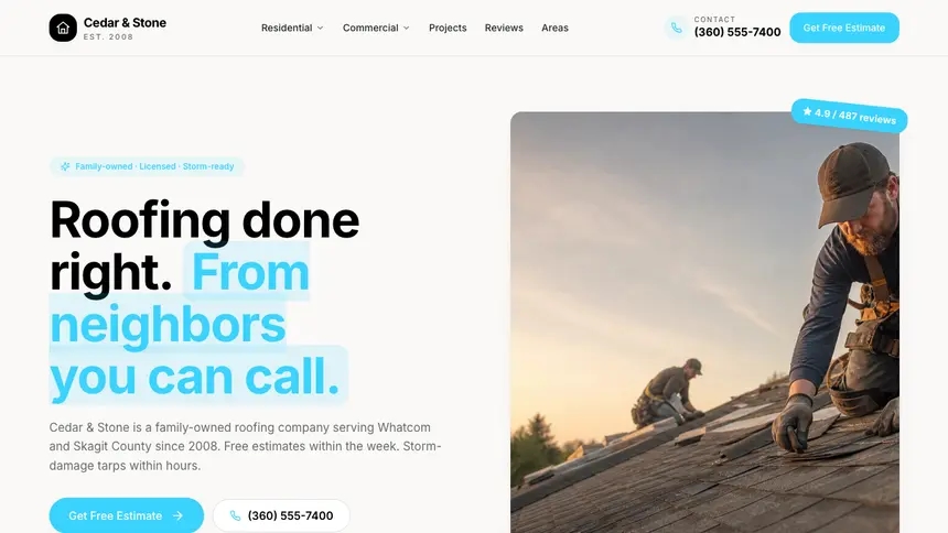 Roofing Crafted Neutral demo website thumbnail