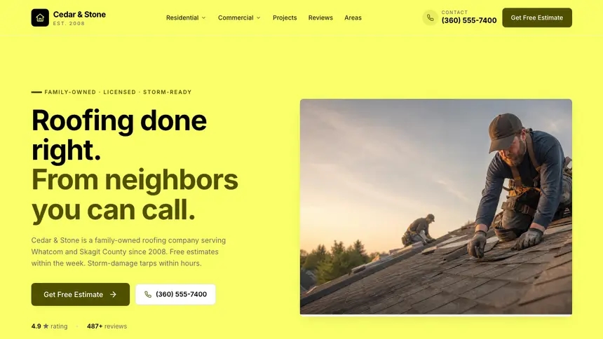 Roofing Data Clarity demo website thumbnail