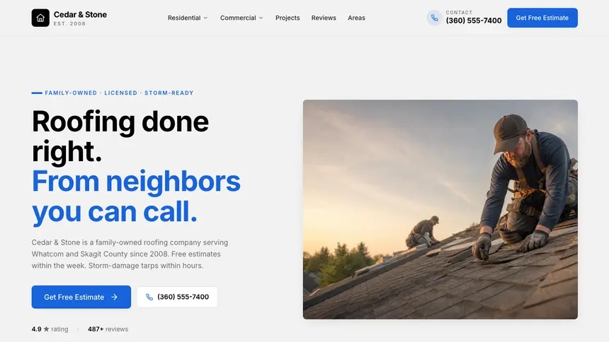 Roofing Calm Professional demo website thumbnail