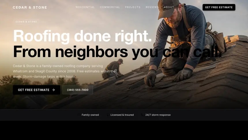 Roofing Expressive Modern demo website thumbnail