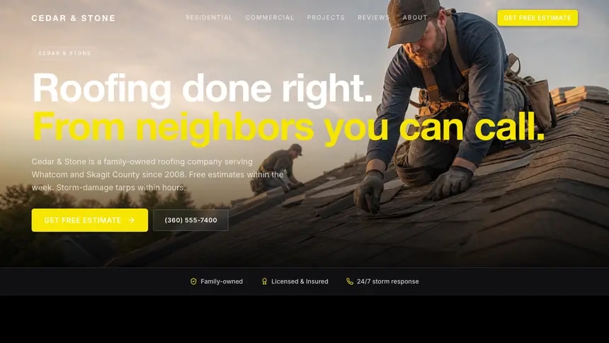 Roofing Bold Performance demo website thumbnail