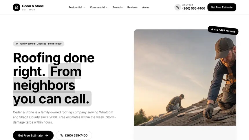 Roofing Playful Creative demo website thumbnail