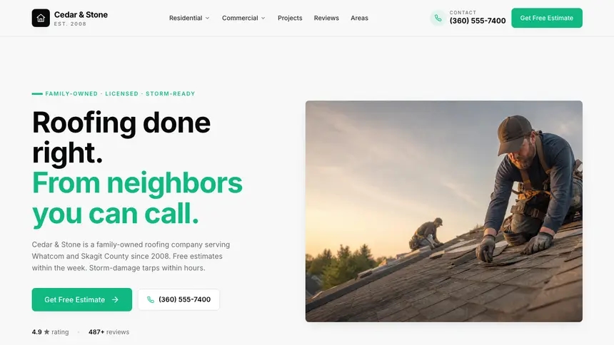 Roofing Sleek Minimal demo website thumbnail