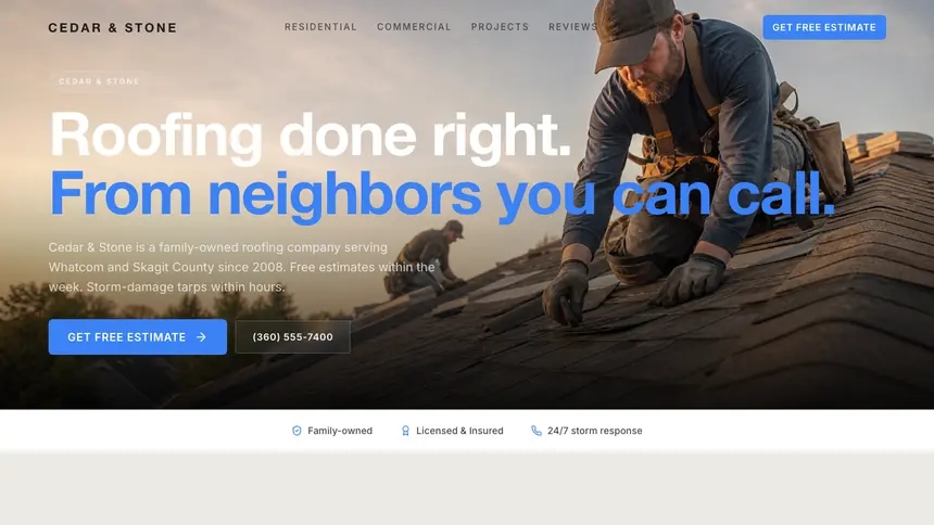 Roofing Soft Inviting demo website thumbnail