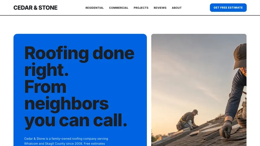 Roofing Open Social demo website thumbnail