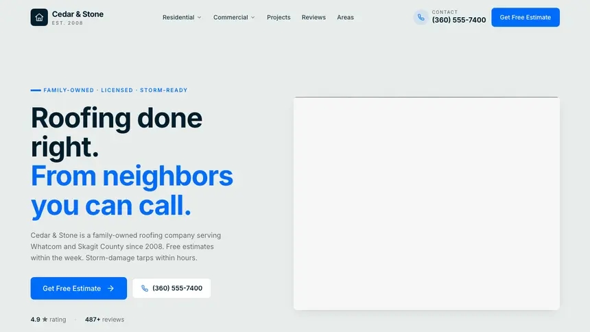 Roofing Fresh Green demo website thumbnail