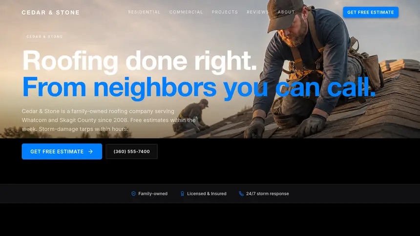 Roofing Sharp Tech demo website thumbnail