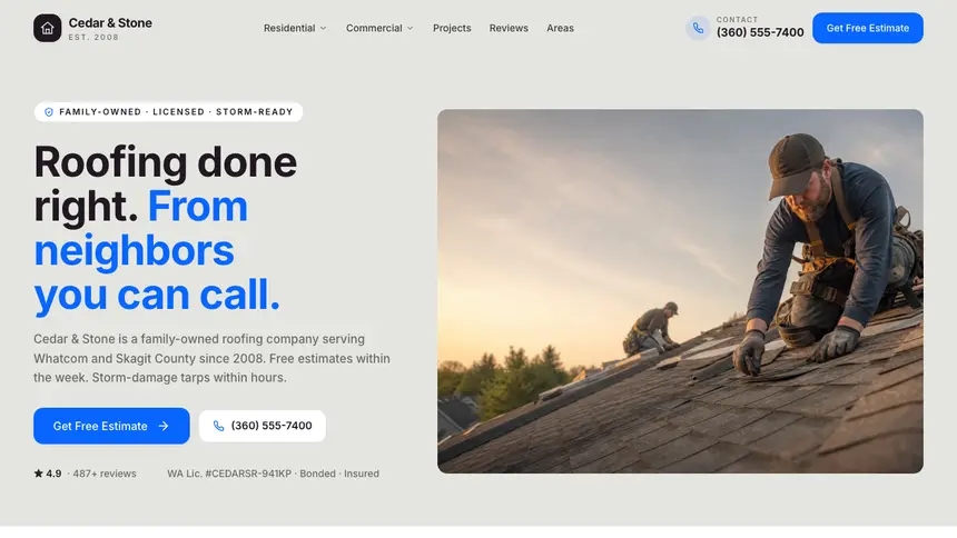 Roofing Visual Discovery demo website thumbnail