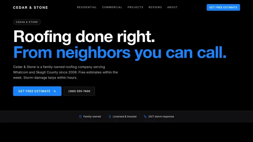 Roofing Dynamic Bold demo website thumbnail