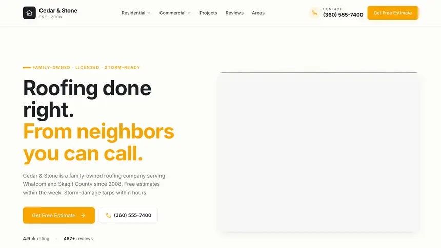 Roofing Playful Product demo website thumbnail