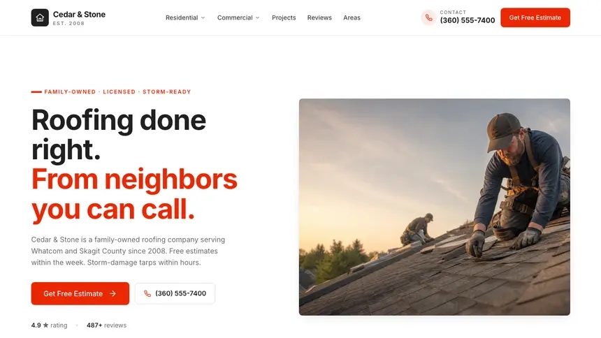 Roofing Technical Clean demo website thumbnail