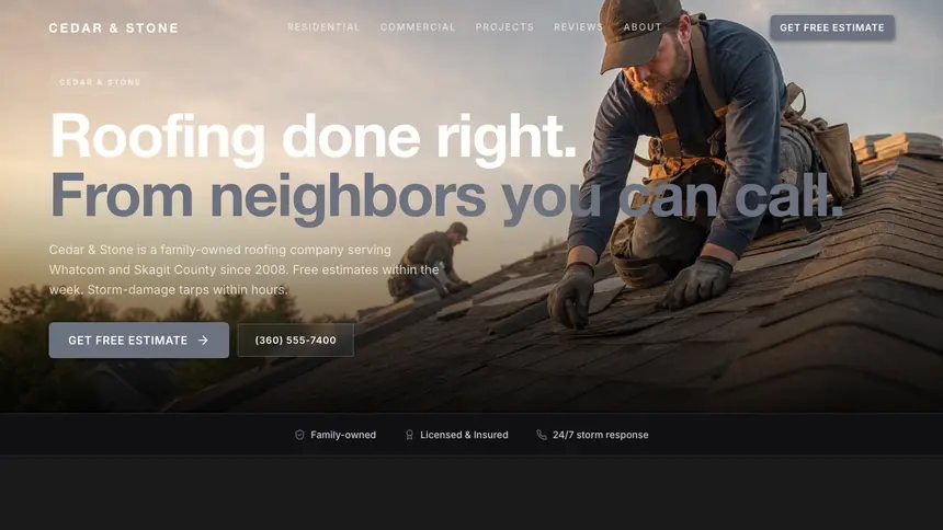 Roofing Creative Studio demo website thumbnail
