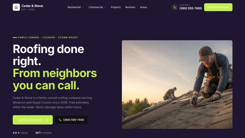 Roofing Focused Monitor demo website thumbnail