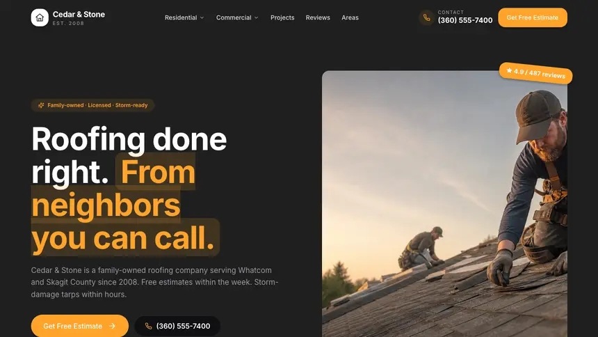 Roofing Vibrant Media demo website thumbnail