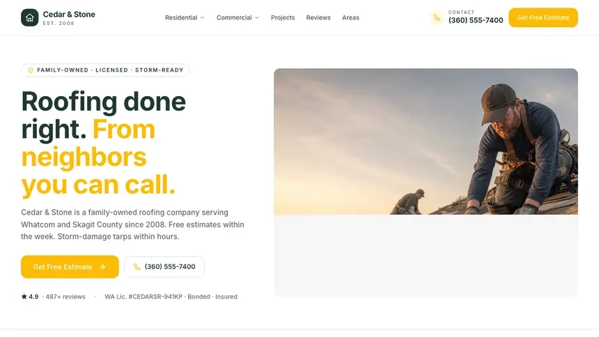 Roofing Warm Retail demo website thumbnail