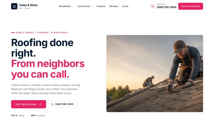 Roofing Polished Gradient demo website thumbnail