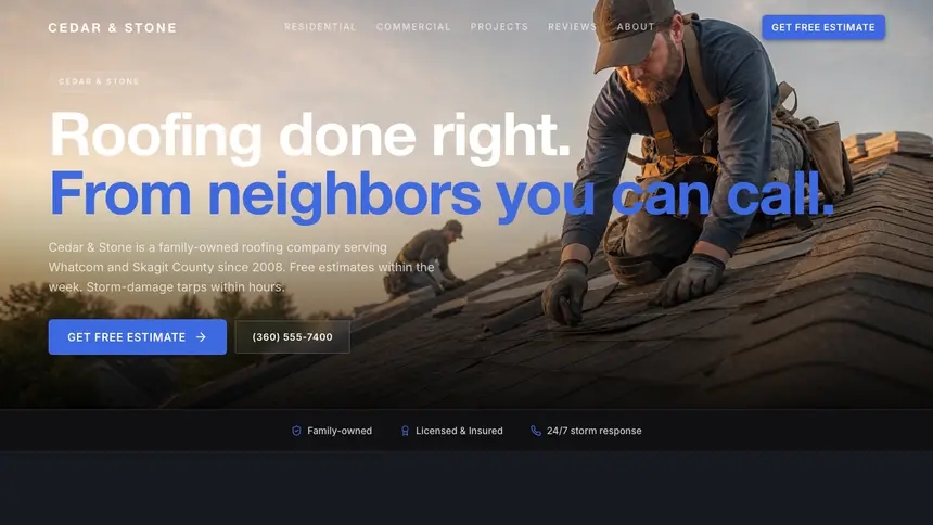 Roofing Futuristic Minimal demo website thumbnail
