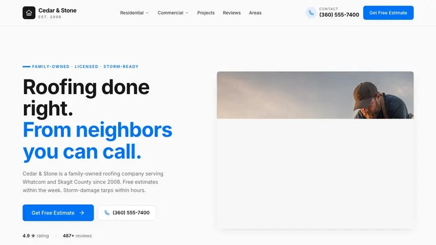 Roofing Monochrome Modern demo website thumbnail