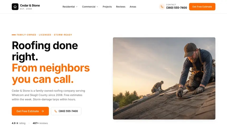 Roofing Designer Flexible demo website thumbnail