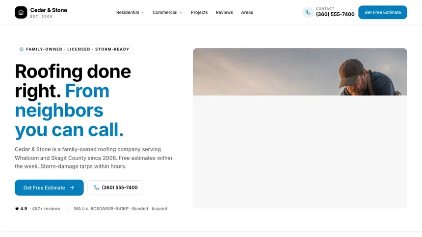 Roofing Editorial Bold demo website thumbnail