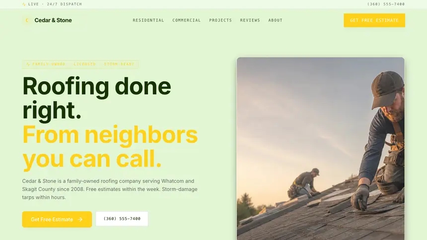 Roofing Bright Finance demo website thumbnail