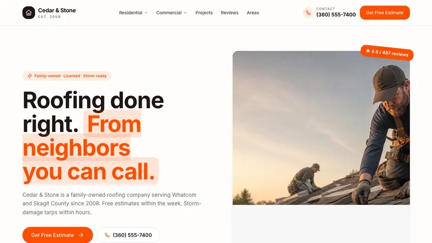 Roofing Connected Workflow demo website thumbnail