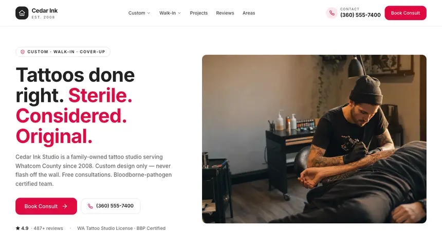 Tattoo Warm Hospitality demo website thumbnail