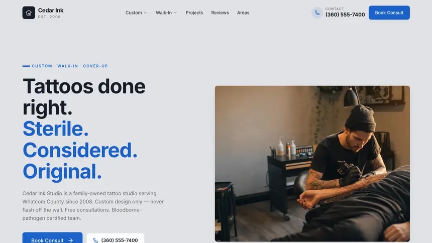 Tattoo Structured Grid demo website thumbnail