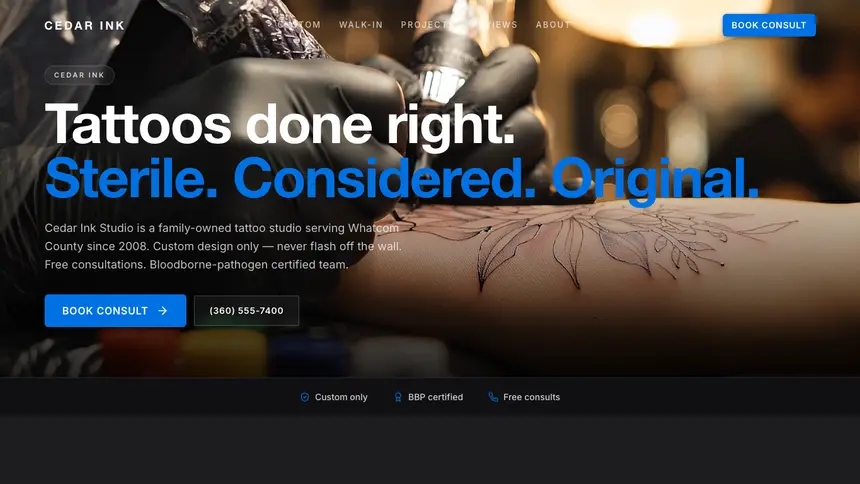 Tattoo Minimal Premium demo website thumbnail