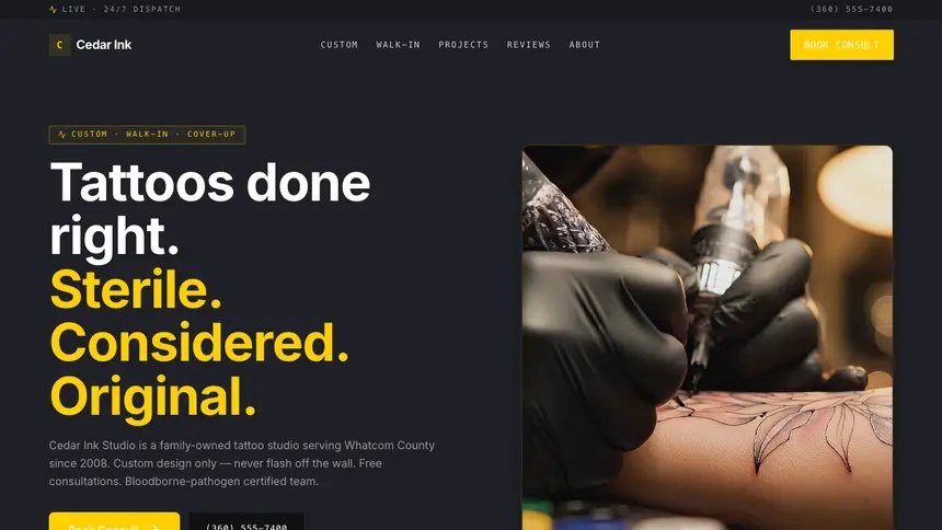Tattoo Bold Contrast demo website thumbnail