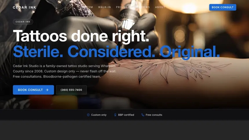 Tattoo Precision Classic demo website thumbnail