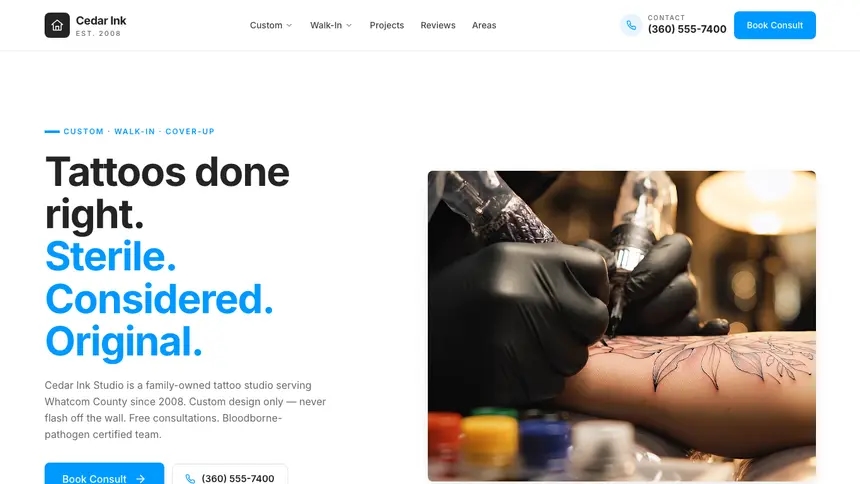 Tattoo Clean Scheduler demo website thumbnail