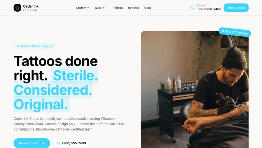 Tattoo Crafted Neutral demo website thumbnail
