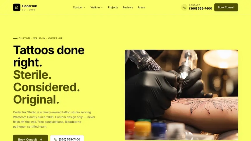 Tattoo Data Clarity demo website thumbnail