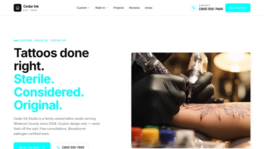 Tattoo Modular Clean demo website thumbnail