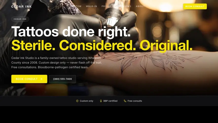 Tattoo Bold Performance demo website thumbnail