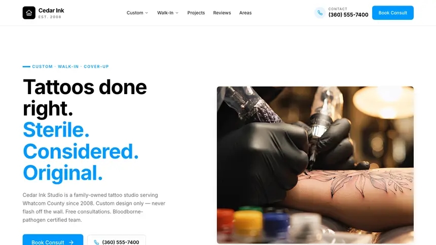 Tattoo Motion Forward demo website thumbnail