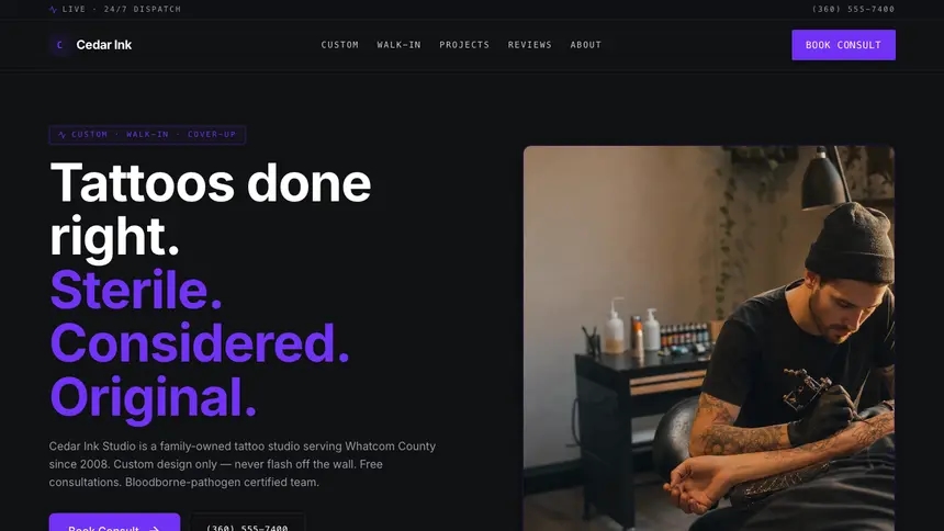 Tattoo Deep Contrast demo website thumbnail