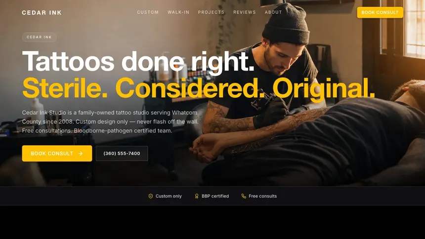Tattoo High Impact demo website thumbnail
