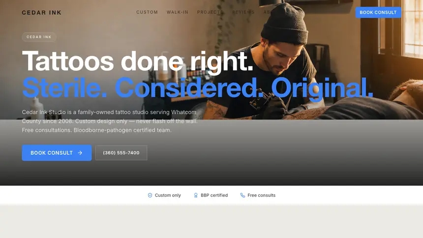 Tattoo Soft Inviting demo website thumbnail