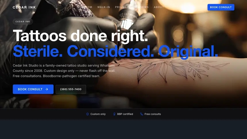 Tattoo Compact Modern demo website thumbnail
