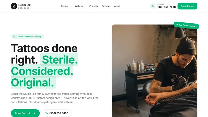 Tattoo Open Canvas demo website thumbnail