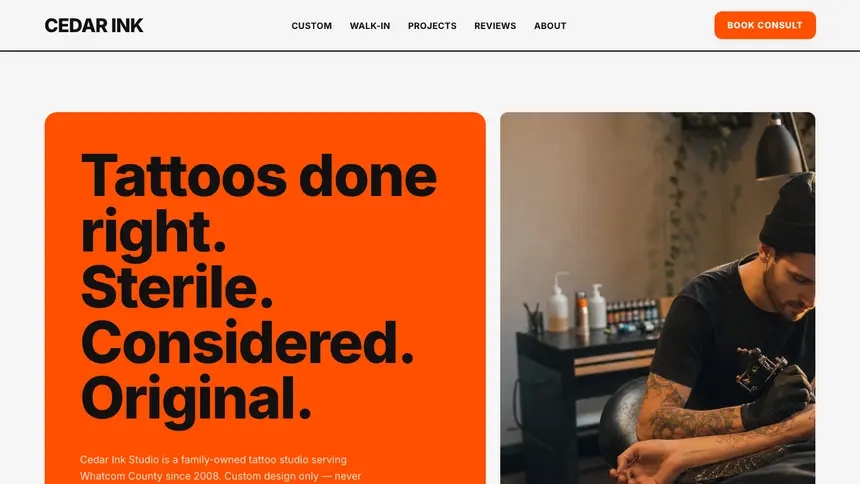 Tattoo Bold Motion demo website thumbnail